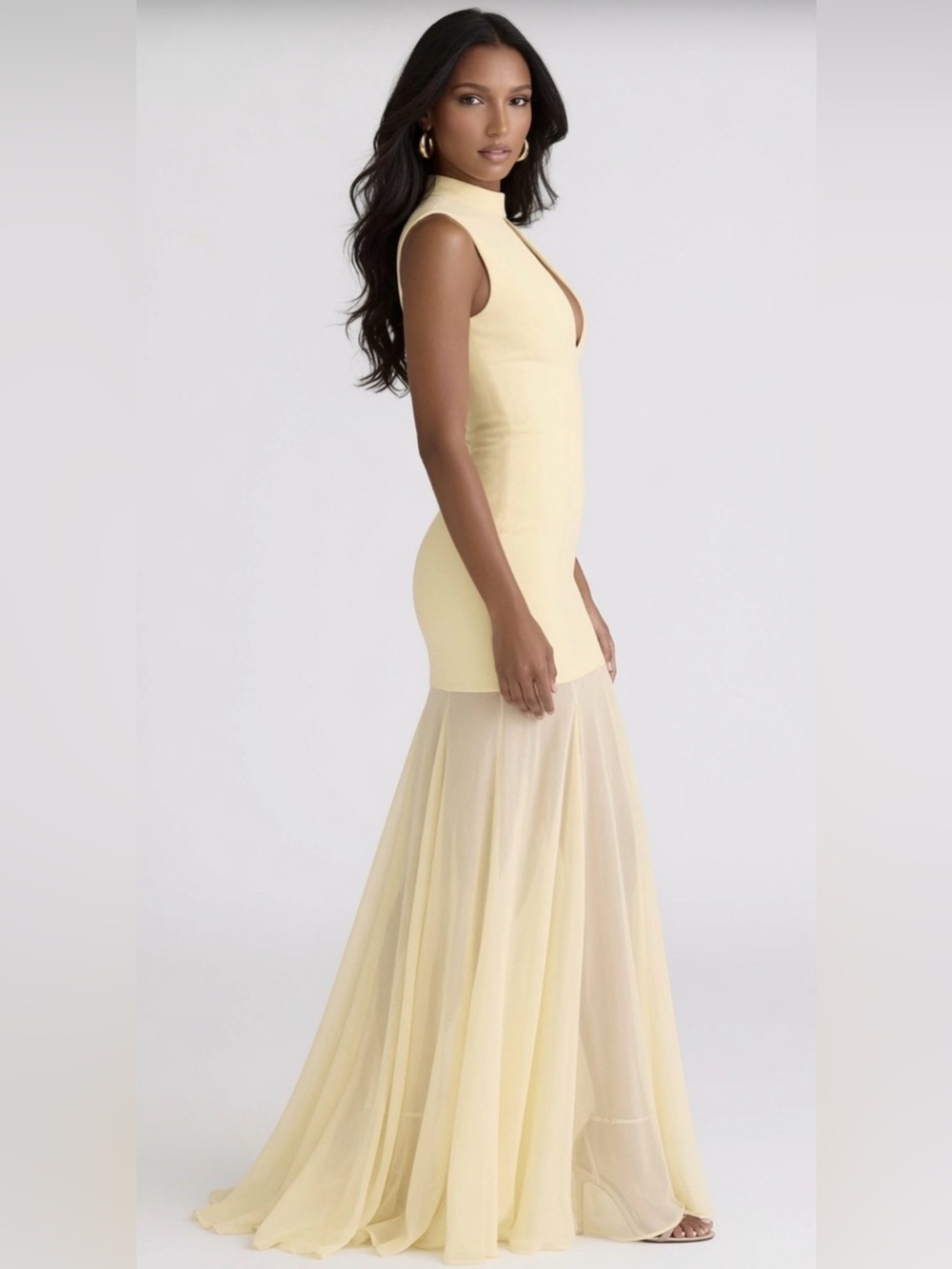 HOUSE OF CB 'Raphaella' Butter Yellow Keyhole Maxi Dress/Small US4-6 $299 - Picture 5 of 12